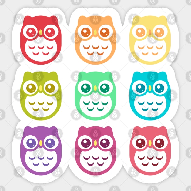 Rainbow Cute Pastel Baby Owls Sticker by ClaudiaRinaldi